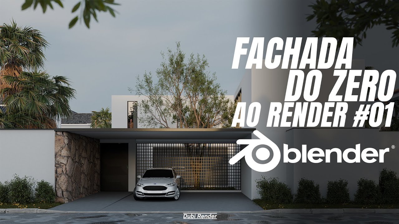 Fachada criada na aula gratuita de render externo no Blender