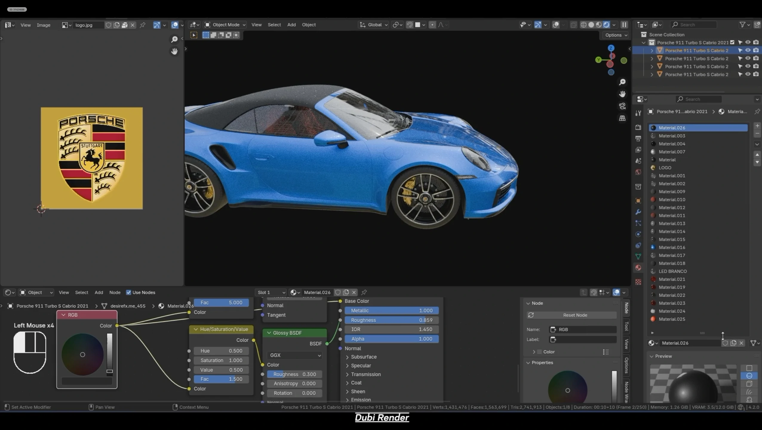 Modelo final do carro pronto para utilização no Blender
